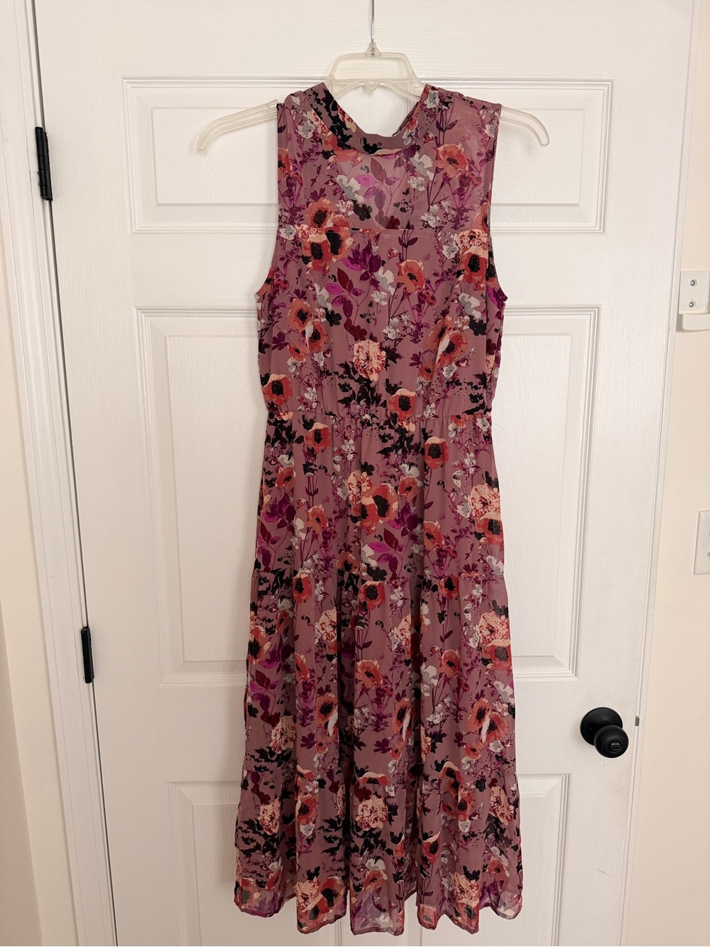 Lulu's Mauve Floral Sleeveless Midi Dress cocktail/formal